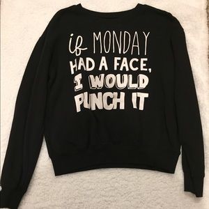Black “Monday” Crewneck Sweatshirt